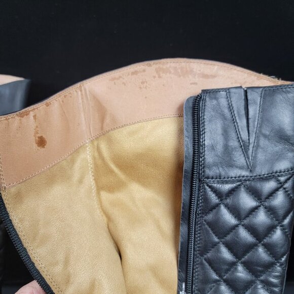 Corso Como Black Quilted Leather Knee-High Boots 8.5M - Picture 14 of 14